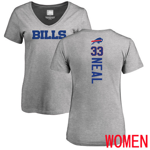 NFL Women Buffalo Bills #33 Siran Neal Ash Backer V-Neck T Shirt